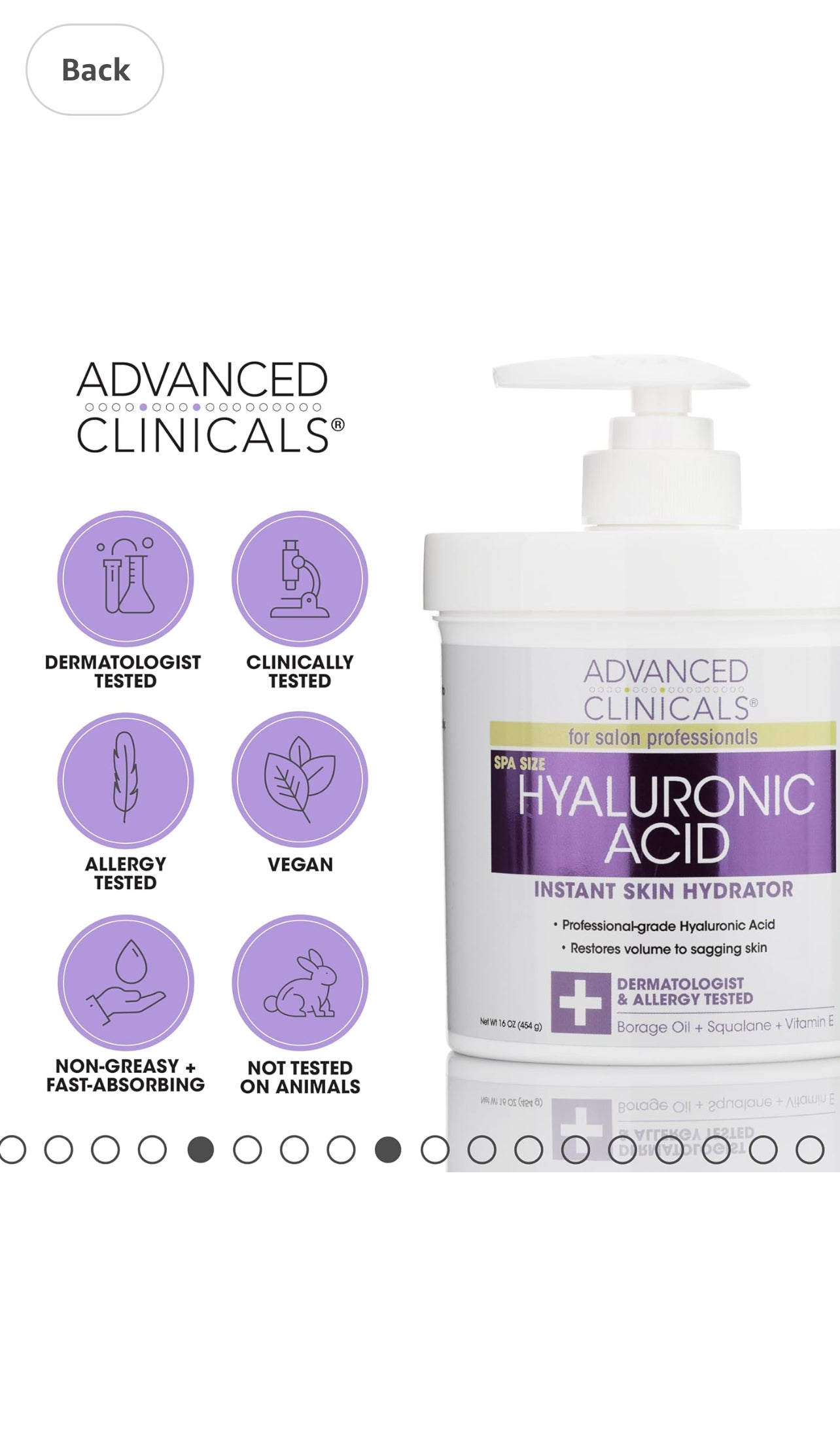 Advanced Clinicals Hyaluronic Acid Body Lotion & Face Moisturizer W/Vitamin E | Hydrating Firming Lotion Minimizes Look Of Wrinkles, Stretch Marks, & Crepey & Dry Skin | Skin Care Products, 16 Oz